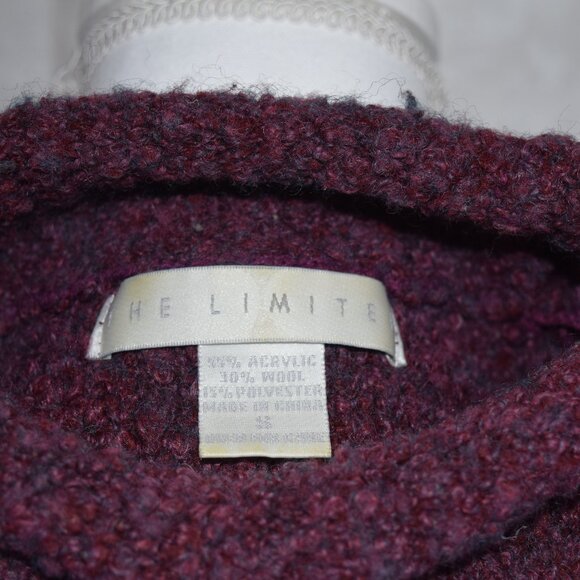 The Limited Women's S Small Maroon Bouclé Knit Mock Neck Sweater - Picture 5 of 5